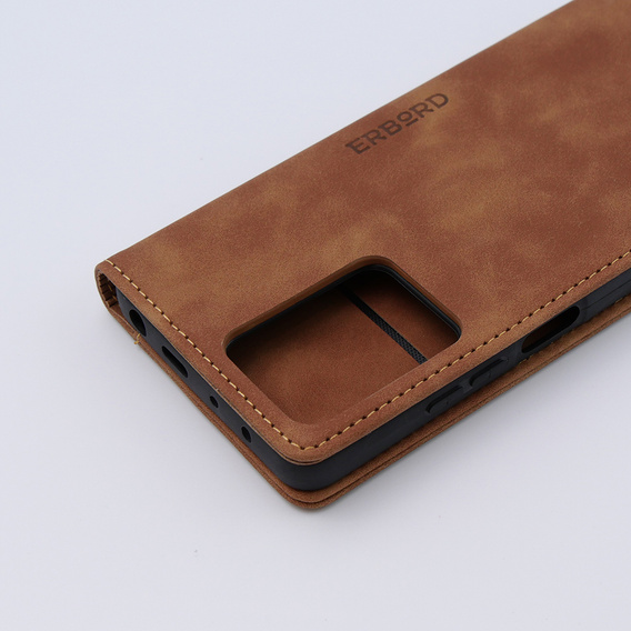 Pouzdro pro Xiaomi Redmi Note 12 5G / Poco X5 5G, ERBORD Vintage peněženka s klopou, hnědé