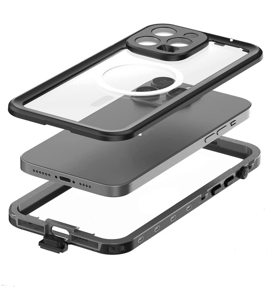 Vodotěsné pouzdro pro iPhone 14 Pro, Redpepper, pro MagSafe, černé