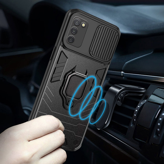 Pouzdro pro Samsung Galaxy A03s, KickStand Camera Lens, modré