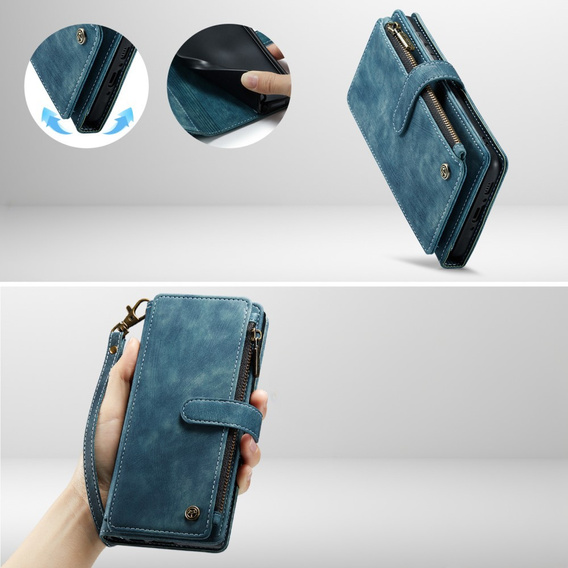 Pouzdro CASEME pro Samsung Galaxy A56 5G, Leather Wallet Cash and Card Slots, s poutkem, modré