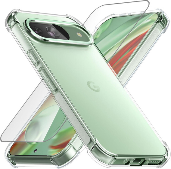 Pouzdro pro Google Pixel 9 / Pixel 9 Pro, Erbord Dropproof, průhledné + sklo