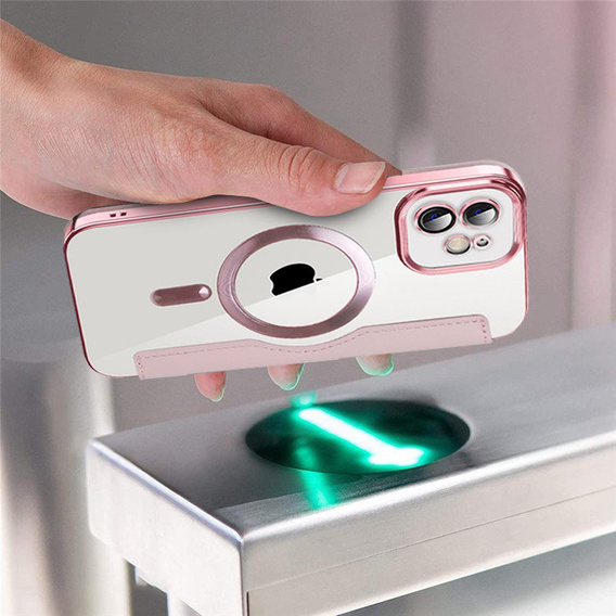 Klopové pouzdro pro iPhone 11, RFID Wallet MagSafe CamShield, růžové rose gold