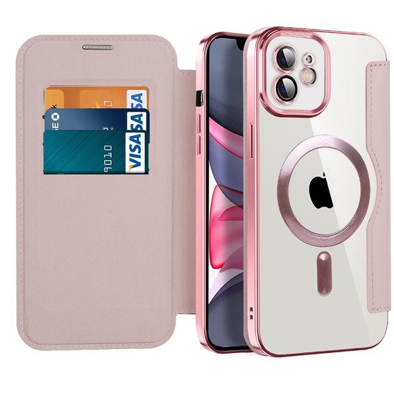 Klopové pouzdro pro iPhone 11, RFID Wallet MagSafe CamShield, růžové rose gold