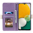 Flipové pouzdro pro Samsung Galaxy A14 4G/5G, Wallet Pocket Zipper Lace, fialové