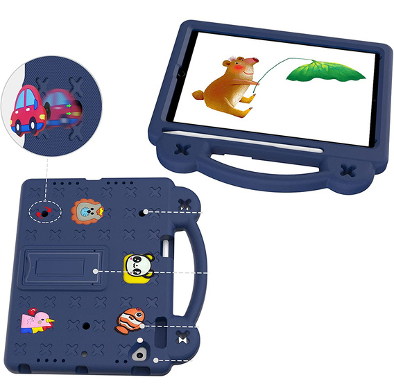 Dětské pouzdro pro iPad 9.7" 2018/2017 (6/5 gen.) / Pro 9.7" 2016, Cute Patterns, se stojánkem, námořnicky modré