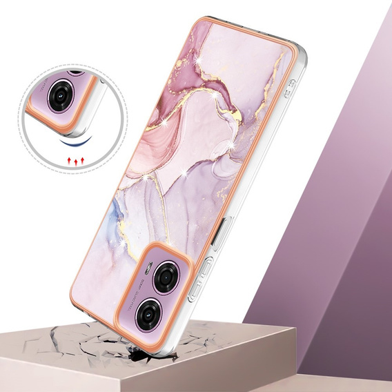 Ochranné pouzdro pro Motorola Moto G24 / G24 Power / G04, Marble Slim Case, růžové