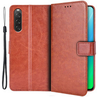 Klopové pouzdro pro Sony Xperia 10 V, Crazy Horse Wallet, hnědé