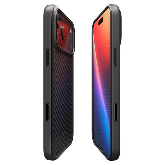 Spigen Enzo Aramid MagSafe pouzdro pro iPhone 17 Pro Max, karbonově černé