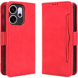 Klopové pouzdro pro Oppo Reno 14F, slot na karty, peněženka, červené