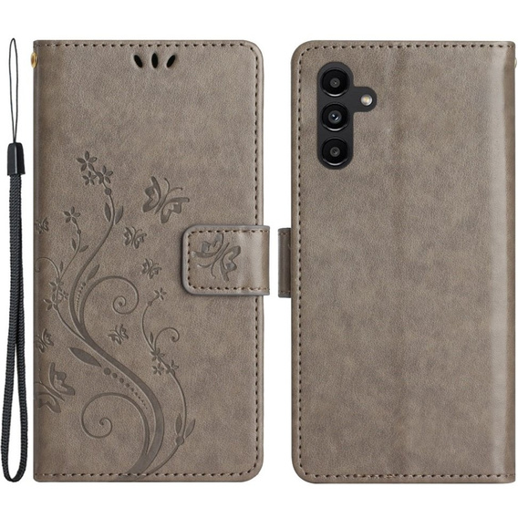 Klopové pouzdro pro Samsung Galaxy A14 4G/5G, Mandala Flower, šedé