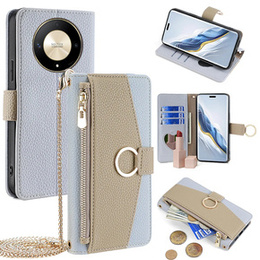 Flipové pouzdro Wallet Zipper Pocket pro Honor Magic 6 Lite 5G, Wallet Zipper Pocket, se zrcátkem, hnědé