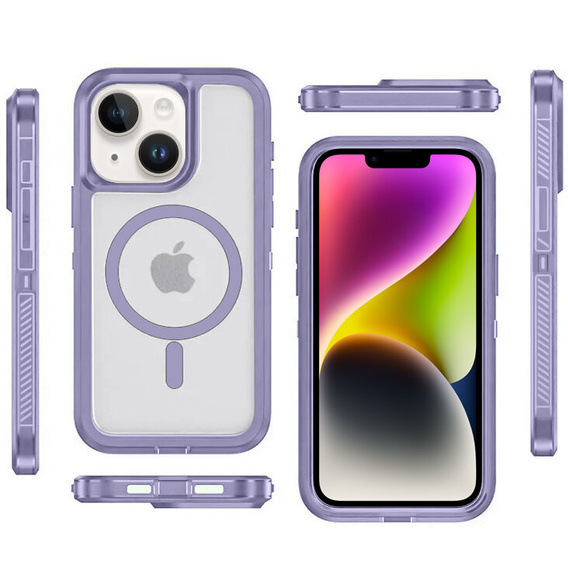 Pouzdro s rámečkem pro iPhone 13/14, pro MagSafe, transparentní / fialové