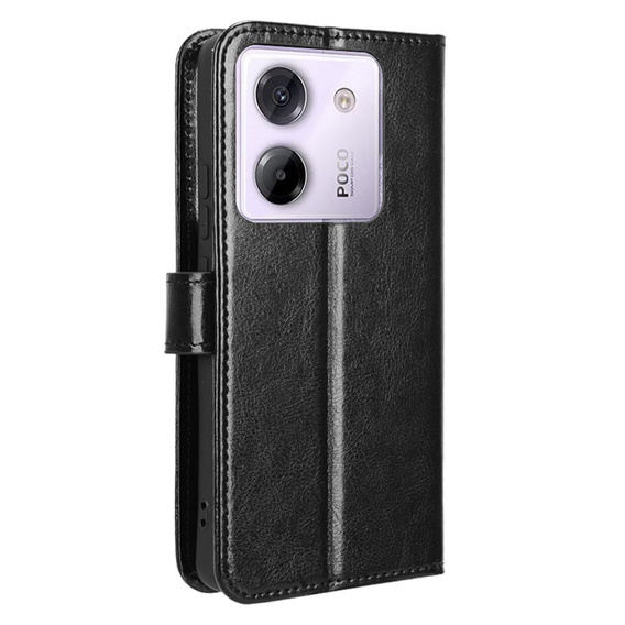 Klopové pouzdro pro Xiaomi Poco M7 Pro 5G, Crazy Horse Wallet, černé