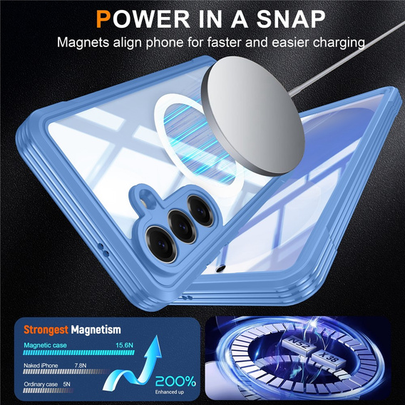 Pouzdro Shockproof se sklem, pro MagSafe pro Samsung Galaxy S26 Plus, modré