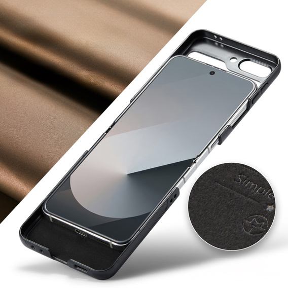 Pouzdro pro Samsung Galaxy Z Flip7 FE / Z Flip6, CASEME Litchi Leather, hnědé