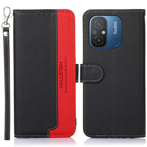 Klopové pouzdro pro Xiaomi Redmi 12C, KHAZNEH RFID, černé / červené