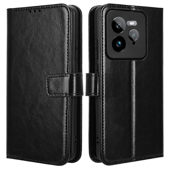 Klopové pouzdro pro Realme GT 7 Pro, Crazy Horse Wallet, černé