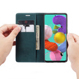 Pouzdro CASEME pro Samsung Galaxy A51, Leather Wallet Case, zelené