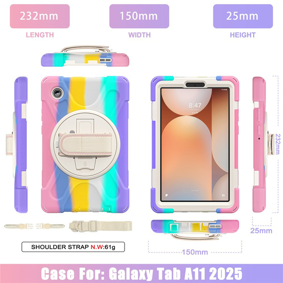 Pevné pouzdro s podstavcem a ramenním popruhem pro Samsung Galaxy Tab A11