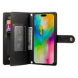 Klopové pouzdro pro iPhone 16 Pro Max, Wallet Zipper Pocket, černé