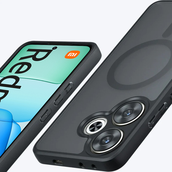 Pouzdro pro Xiaomi Redmi 13 4G, pro MagSafe, ERBORD Matt Case, černý + sklo na displej