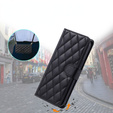 Pouzdro s klopou pro iPhone 16 Plus, Rhombus Crossbody Leather, černé