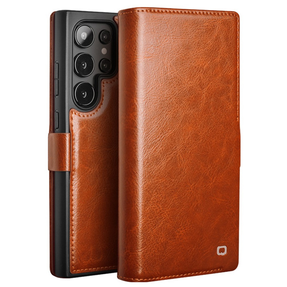Flipové pouzdro pro Samsung Galaxy S25 Ultra, QIALINO Leather Wallet, hnědé