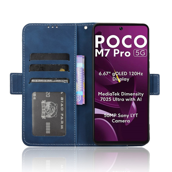 Klopové pouzdro pro Xiaomi Poco M7 Pro 5G, Card Slot, námořnicky modré
