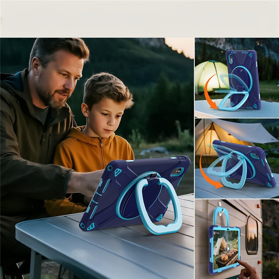 Dětské pouzdro pro Lenovo Tab M11, pancéřované, tmavě modrá / zelená