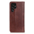 Pouzdro pro Samsung Galaxy S25 Ultra, Wallet Litchi Leather, hnědé