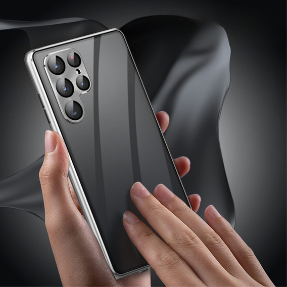 Pouzdro pro Samsung Galaxy S22 Ultra, Magnetic Dual Glass, stříbrné