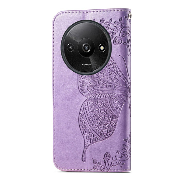 Klopové pouzdro pro Xiaomi Redmi A3, Butterfly, fialové