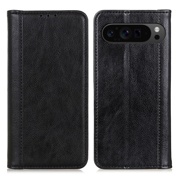 Klopové pouzdro pro Google Pixel 10 Pro XL / 9 Pro XL, s kapsou, kůže, černé