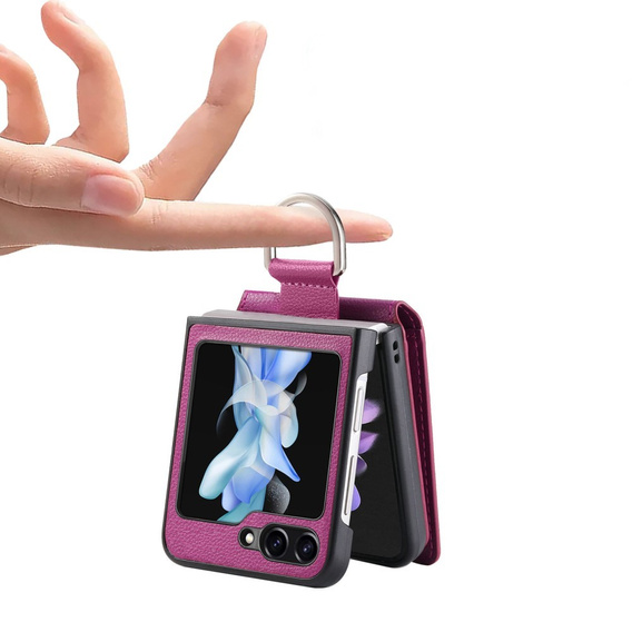 Pouzdro pro Samsung Galaxy Z Flip7 FE / Z Flip6, Card Slot Ring Case, fialové