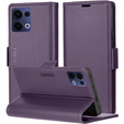 Pouzdro pro Oppo Reno 13, ERBORD Glossy Litchi, flipová peněženka, fialové