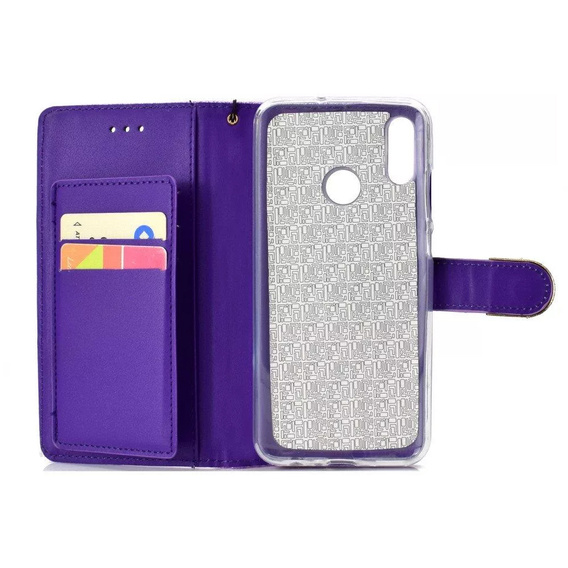 Klopové pouzdro pro Huawei P Smart 2019 / Honor 10 Lite, Glitter Mirror Wallet, fialové