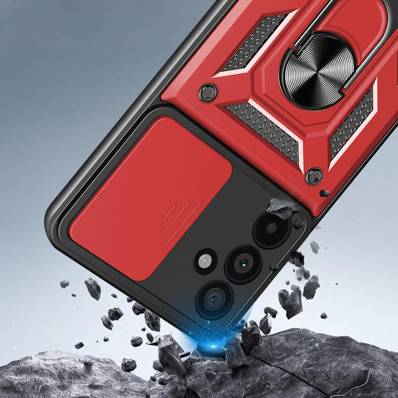 Pancéřové pouzdro pro Samsung Galaxy A17 5G, s ochranou fotoaparátu, se stojánkem, červené