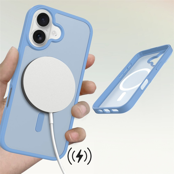 Matné pouzdro pro iPhone 17, pro MagSafe, průsvitně modré