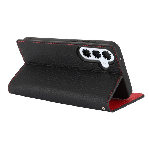 Klopové pouzdro pro Samsung Galaxy S24 FE, Litchi Skin Grain, černé