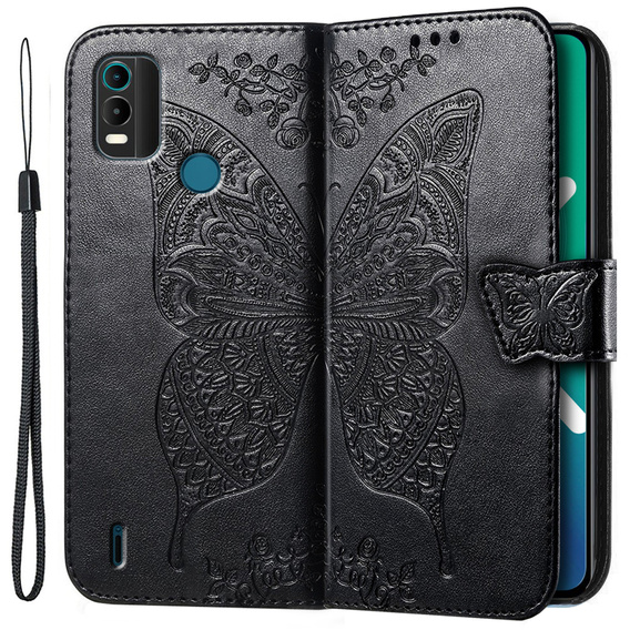 Klopové pouzdro pro Nokia C21 Plus, Butterfly, černé