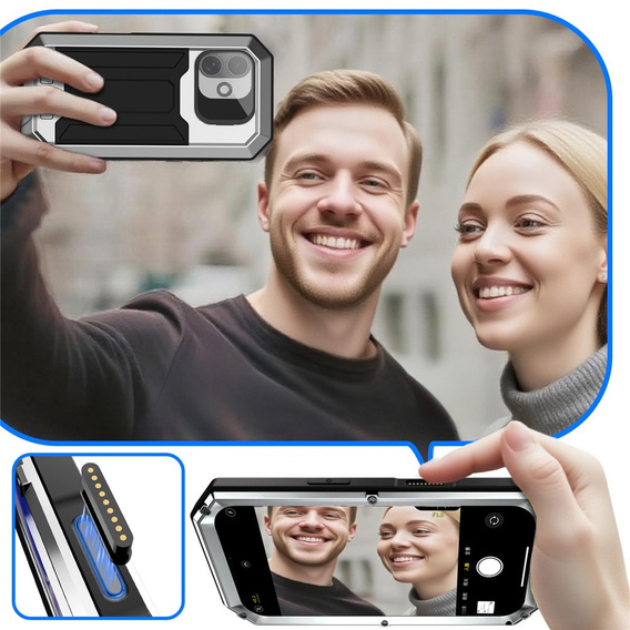 Pevné pouzdro R-JUST s krytem displeje a stojánkem pro iPhone 17