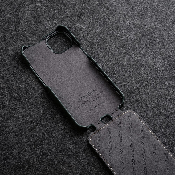 MELKCO flipové pouzdro pro iPhone 15, kožené, flipové, černé