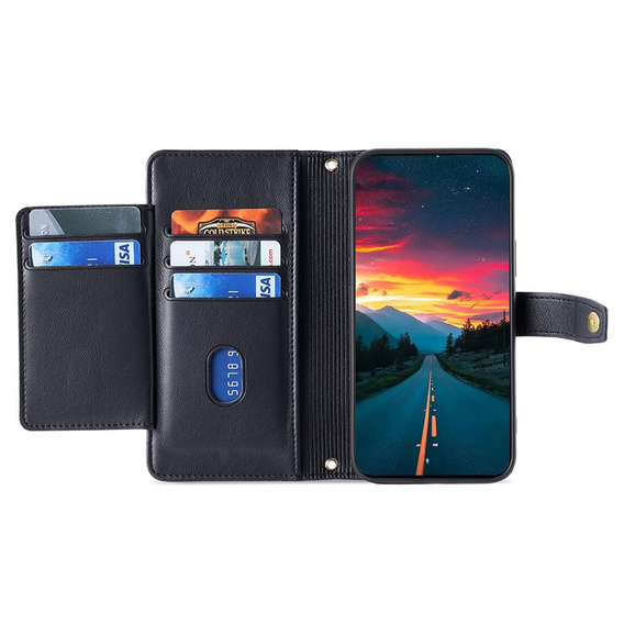 Klopové pouzdro pro Oppo Reno 11F 5G, Wallet Zipper Pocket, černé