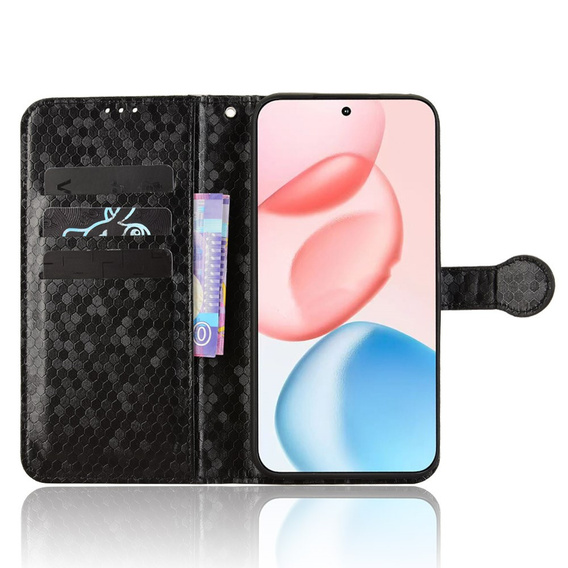 Flipové pouzdro pro Honor 400 Pro 5G, Wallet Rhombus, černé