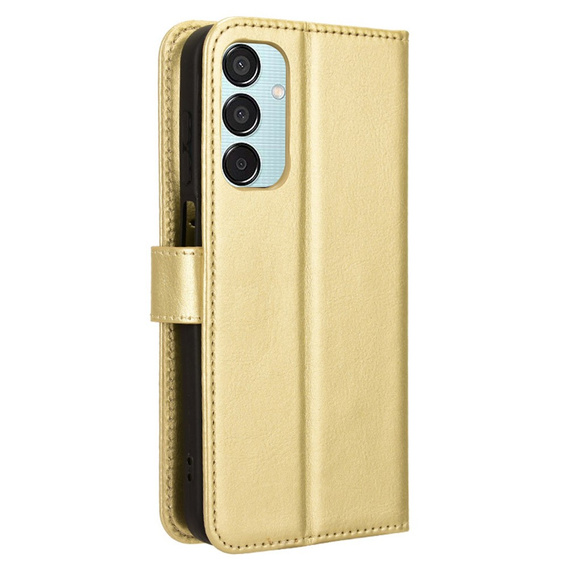 Klopové pouzdro pro Samsung Galaxy M15 5G, Crazy Horse Wallet, zlaté