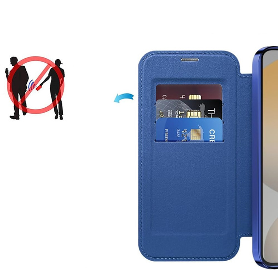 Klopové pouzdro pro Samsung Galaxy S25 FE, RFID Wallet MagSafe CamShield, námořnicky modré
