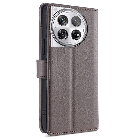 Klopové pouzdro pro OnePlus 12 5G, Wallet Zipper Pocket, šedé