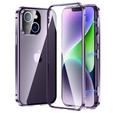 Pouzdro pro iPhone 14, Magnetic Dual Glass, fialové