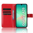 Klopové pouzdro pro Samsung Galaxy A26, Crazy Horse Wallet, červené