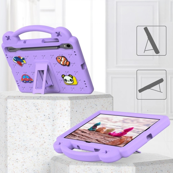 Dětské pouzdro pro Samsung Galaxy Tab S7/S8/S9, Cute Patterns, se stojánkem, fialové
